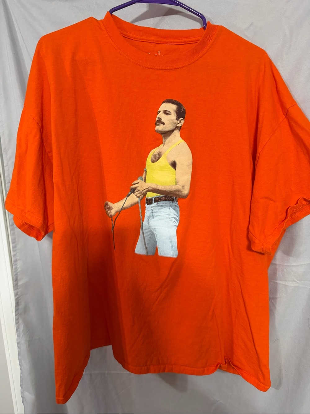 Men's Orange Short-Sleeve Graphic Tee with Yellow Detail